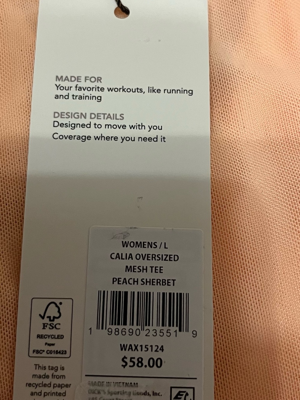 CALIA by Carrie Underwood Peach Sherbet Oversized Mesh Tee - Peach